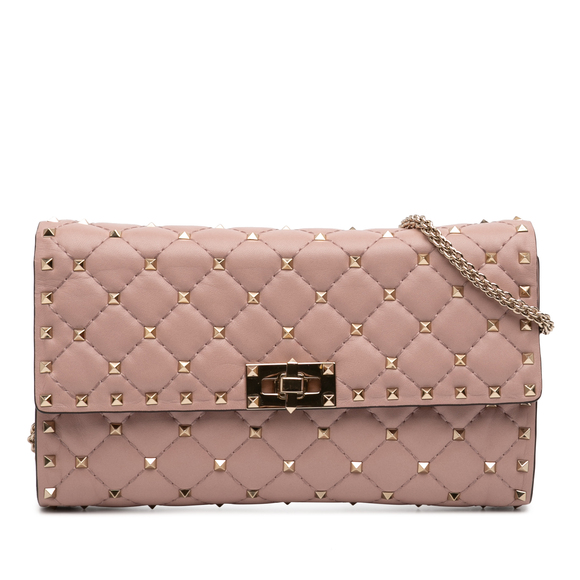 Valentino Handbags - Pre-Loved Valentino Quilted Nappa Rockstud Spike Wallet On Chain